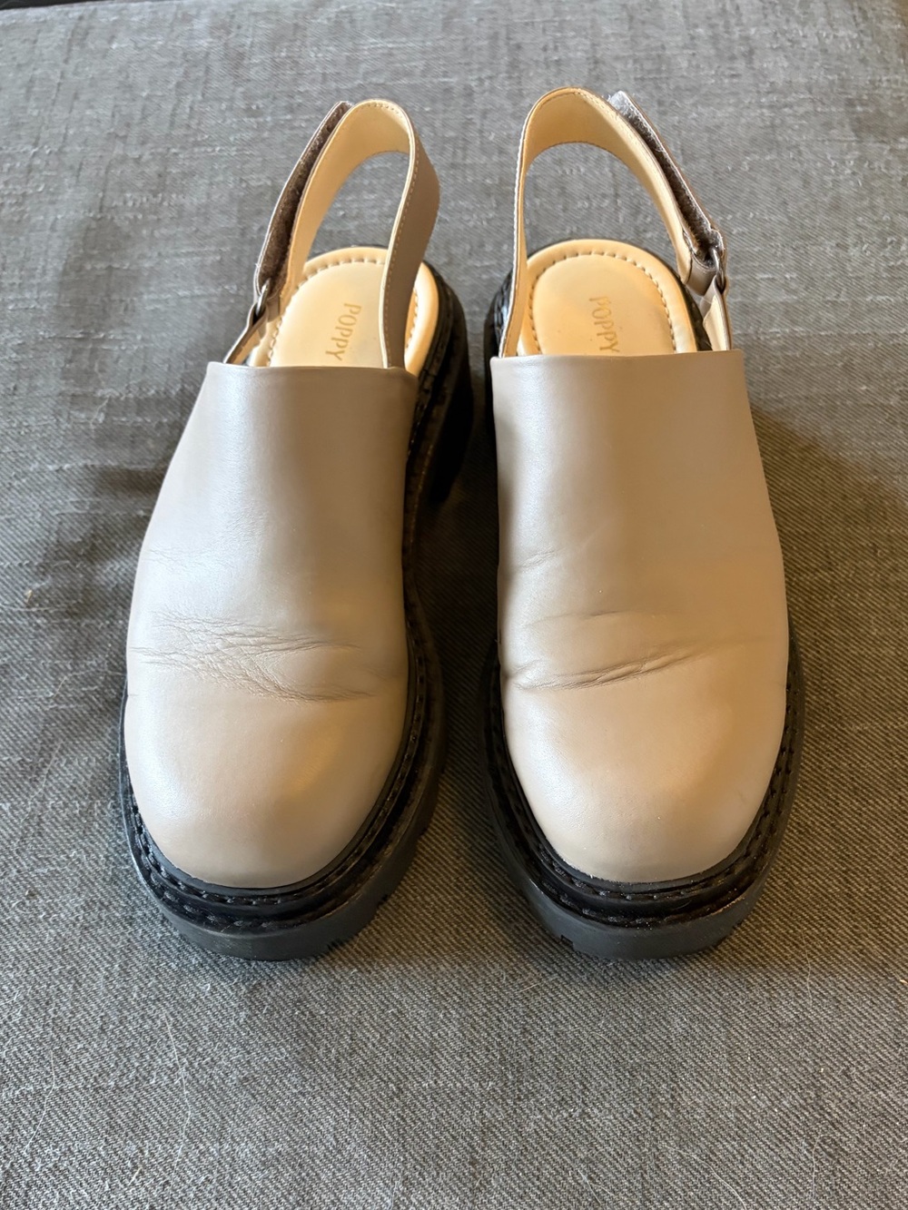 Poppy Barley Lug Mule Taupe - Picture 2 of 5